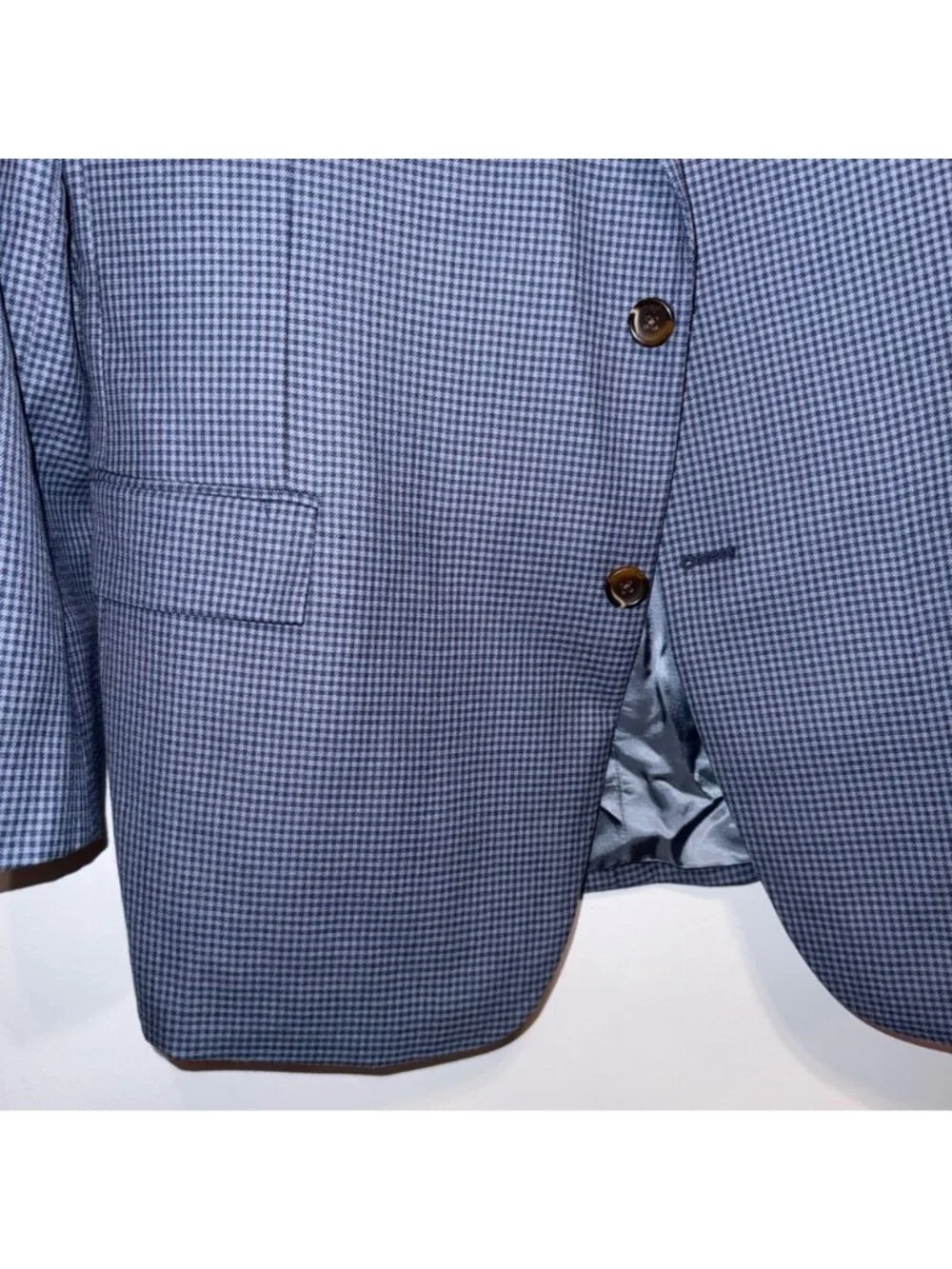Brooks Brothers Regent Fit Mens Blue Houndstooth Blazer EU 56 UK 44R 100% Wool